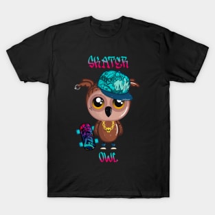 Skater Owl with Skateboard and Cap T-Shirt